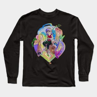 Radio Girl Illustration Long Sleeve T-Shirt